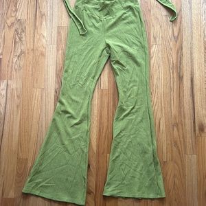 Women’s Green 2 Piece Halter Top and Wide Leg Pants Set